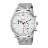 Buy Shop Fossil Neutra Chronograph White Dial Silver Mesh Bracelet Watch for Men - FS5382 USA Online