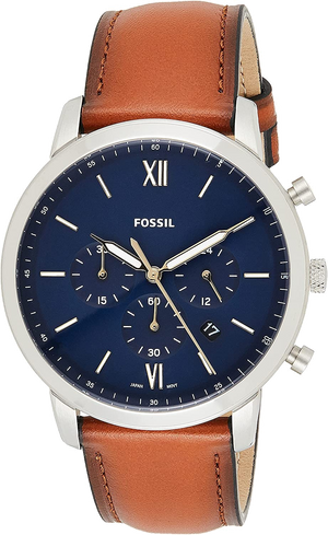 Buy Shop Fossil Neutra Chronograph Blue Dial Brown Leather Strap Watch for Men - FS5453 USA Online