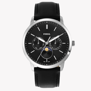 Buy Shop Fossil Neutra Minimalist Moonphase Black Dial Black Leather Strap Watch for Men - FS5904 USA Online