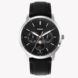 Buy Shop Fossil Neutra Minimalist Moonphase Black Dial Black Leather Strap Watch for Men - FS5904 USA Online