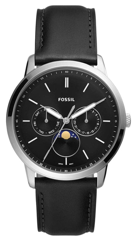 Buy Shop Fossil Neutra Minimalist Moonphase Black Dial Black Leather Strap Watch for Men - FS5904 USA Online
