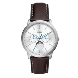 Buy Shop Fossil Neutra Minimalist Moonphase Silver Dial Brown Leather Strap Watch for Men - FS5905 USA Online