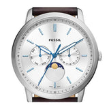 Buy Shop Fossil Neutra Minimalist Moonphase Silver Dial Brown Leather Strap Watch for Men - FS5905 USA Online