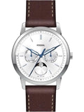 Buy Shop Fossil Neutra Minimalist Moonphase Silver Dial Brown Leather Strap Watch for Men - FS5905 USA Online
