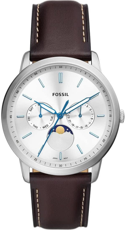 Buy Shop Fossil Neutra Minimalist Moonphase Silver Dial Brown Leather Strap Watch for Men - FS5905 USA Online