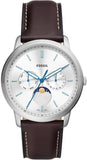 Buy Shop Fossil Neutra Minimalist Moonphase Silver Dial Brown Leather Strap Watch for Men - FS5905 USA Online