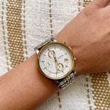 Buy Shop Fossil Original Boyfriend Analog White Dial Two Tone Steel Strap Watch for Women - ES3746 USA Online