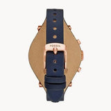 Buy Shop Fossil Original Boyfriend Chronograph White Dial Navy Blue Leather Strap Watch for Women - ES3838 USA Online