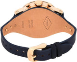 Buy Shop Fossil Original Boyfriend Chronograph White Dial Navy Blue Leather Strap Watch for Women - ES3838 USA Online