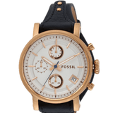 Buy Shop Fossil Original Boyfriend Chronograph White Dial Navy Blue Leather Strap Watch for Women - ES3838 USA Online
