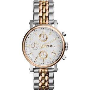 Buy Shop Fossil Boyfriend Chronograph White Dial Two Tone Steel Strap Watch for Women - ES3840 USA Online