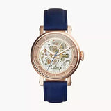 Buy Shop Fossil Original Boyfriend Skeleton White Dial Blue Leather Strap Watch for Women - ME3086 USA Online