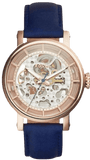 Buy Shop Fossil Original Boyfriend Skeleton White Dial Blue Leather Strap Watch for Women - ME3086 USA Online