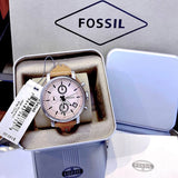 Buy Shop Fossil Original Boyfriend Sport Chronograph Beige Dial Brown Leather Strap Watch for Women - ES4046 USA Online
