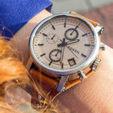Buy Shop Fossil Original Boyfriend Sport Chronograph Beige Dial Brown Leather Strap Watch for Women - ES4046 USA Online