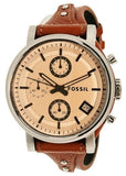 Buy Shop Fossil Original Boyfriend Sport Chronograph Beige Dial Brown Leather Strap Watch for Women - ES4046 USA Online