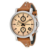 Buy Shop Fossil Original Boyfriend Sport Chronograph Beige Dial Brown Leather Strap Watch for Women - ES4046 USA Online