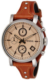 Buy Shop Fossil Original Boyfriend Sport Chronograph Beige Dial Brown Leather Strap Watch for Women - ES4046 USA Online
