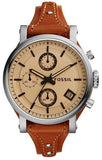 Buy Shop Fossil Original Boyfriend Sport Chronograph Beige Dial Brown Leather Strap Watch for Women - ES4046 USA Online