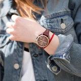Buy Shop Fossil Original Boyfriend Sport Chronograph Maroon Dial Maroon Leather Strap Watch for Women - ES4114 USA Online