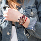 Buy Shop Fossil Original Boyfriend Sport Chronograph Maroon Dial Maroon Leather Strap Watch for Women - ES4114 USA Online