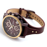 Buy Shop Fossil Original Boyfriend Sport Chronograph Maroon Dial Maroon Leather Strap Watch for Women - ES4114 USA Online