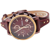 Buy Shop Fossil Original Boyfriend Sport Chronograph Maroon Dial Maroon Leather Strap Watch for Women - ES4114 USA Online
