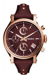 Buy Shop Fossil Original Boyfriend Sport Chronograph Maroon Dial Maroon Leather Strap Watch for Women - ES4114 USA Online