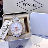 Buy Shop Fossil Original Boyfriend White Dial Light Blue Leather Strap Watch for Women - ES4045 USA Online