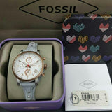 Buy Shop Fossil Original Boyfriend White Dial Light Blue Leather Strap Watch for Women - ES4045 USA Online