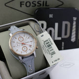 Buy Shop Fossil Original Boyfriend White Dial Light Blue Leather Strap Watch for Women - ES4045 USA Online