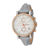 Buy Shop Fossil Original Boyfriend White Dial Light Blue Leather Strap Watch for Women - ES4045 USA Online