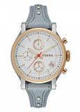 Buy Shop Fossil Original Boyfriend White Dial Light Blue Leather Strap Watch for Women - ES4045 USA Online