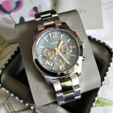 Buy Shop Fossil Perfect Boyfriend Mother of Pearl Blue Dial Silver Steel Strap Watch for Women - ES3880 USA Online