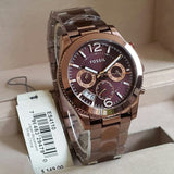 Buy Shop Fossil Perfect Boyfriend Multifunction Brown Dial Two Tone Steel Strap Watch for Women - ES4284 USA Online