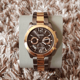 Buy Shop Fossil Perfect Boyfriend Multifunction Brown Dial Two Tone Steel Strap Watch for Women - ES4284 USA Online