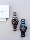 Buy Shop Fossil Perfect Boyfriend Multifunction Maroon Dial Maroon Steel Strap Watch for Women - ES4110 USA Online