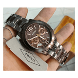 Buy Shop Fossil Perfect Boyfriend Multifunction Maroon Dial Maroon Steel Strap Watch for Women - ES4110 USA Online
