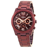 Buy Shop Fossil Perfect Boyfriend Multifunction Maroon Dial Maroon Steel Strap Watch for Women - ES4110 USA Online