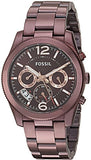 Buy Shop Fossil Perfect Boyfriend Multifunction Maroon Dial Maroon Steel Strap Watch for Women - ES4110 USA Online