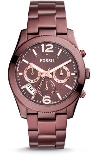 Buy Shop Fossil Perfect Boyfriend Multifunction Maroon Dial Maroon Steel Strap Watch for Women - ES4110 USA Online
