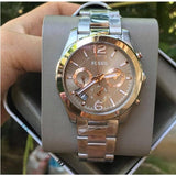 Buy Shop Fossil Perfect Boyfriend Taupe Dial Silver Steel Strap Watch for Women - ES4146 USA Online