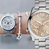 Buy Shop Fossil Perfect Boyfriend Taupe Dial Silver Steel Strap Watch for Women - ES4146 USA Online