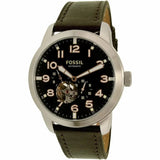 Buy Shop Fossil Pilot 54 Automatic Black Dial Brown Leather Strap Watch for Men - ME3118 USA Online