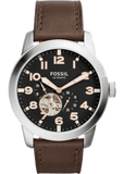 Buy Shop Fossil Pilot 54 Automatic Black Dial Brown Leather Strap Watch for Men - ME3118 USA Online