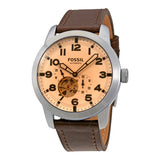 Buy Shop Fossil Pilot 54 Automatic Cream Dial Brown Leather Strap Watch for Men - ME3119 USA Online