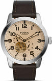 Buy Shop Fossil Pilot 54 Automatic Cream Dial Brown Leather Strap Watch for Men - ME3119 USA Online