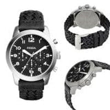 Buy Shop Fossil Pilot 54 Chronograph Black Dial Black Leather Strap Watch for Men - FS5181 USA Online
