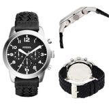 Buy Shop Fossil Pilot 54 Chronograph Black Dial Black Leather Strap Watch for Men - FS5181 USA Online