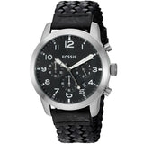 Buy Shop Fossil Pilot 54 Chronograph Black Dial Black Leather Strap Watch for Men - FS5181 USA Online